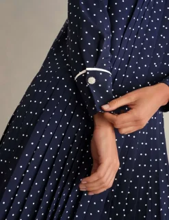 Polka Dot Collared Mini Shirt Dress