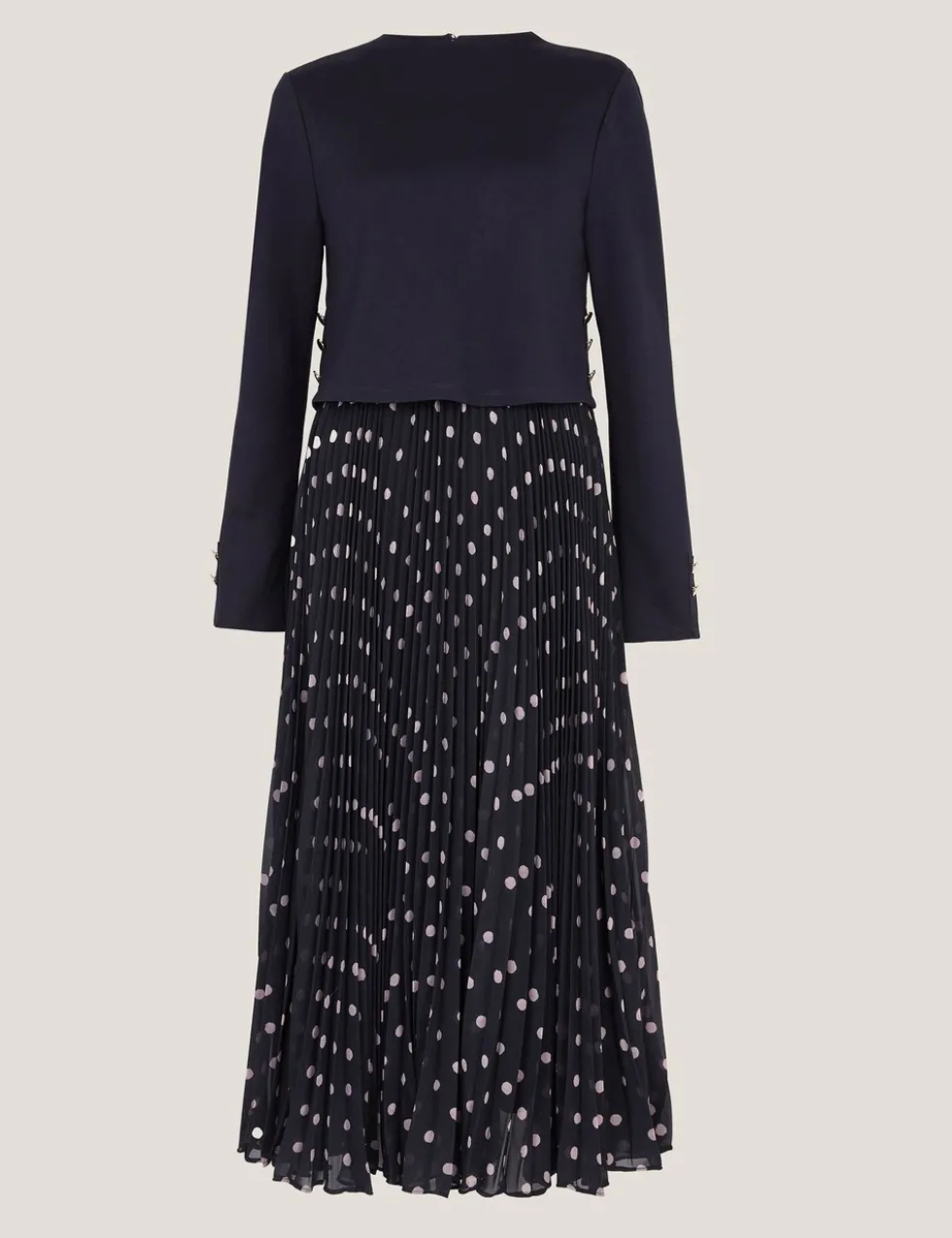 Polka Dot Crew Neck Midaxi Skater Dress