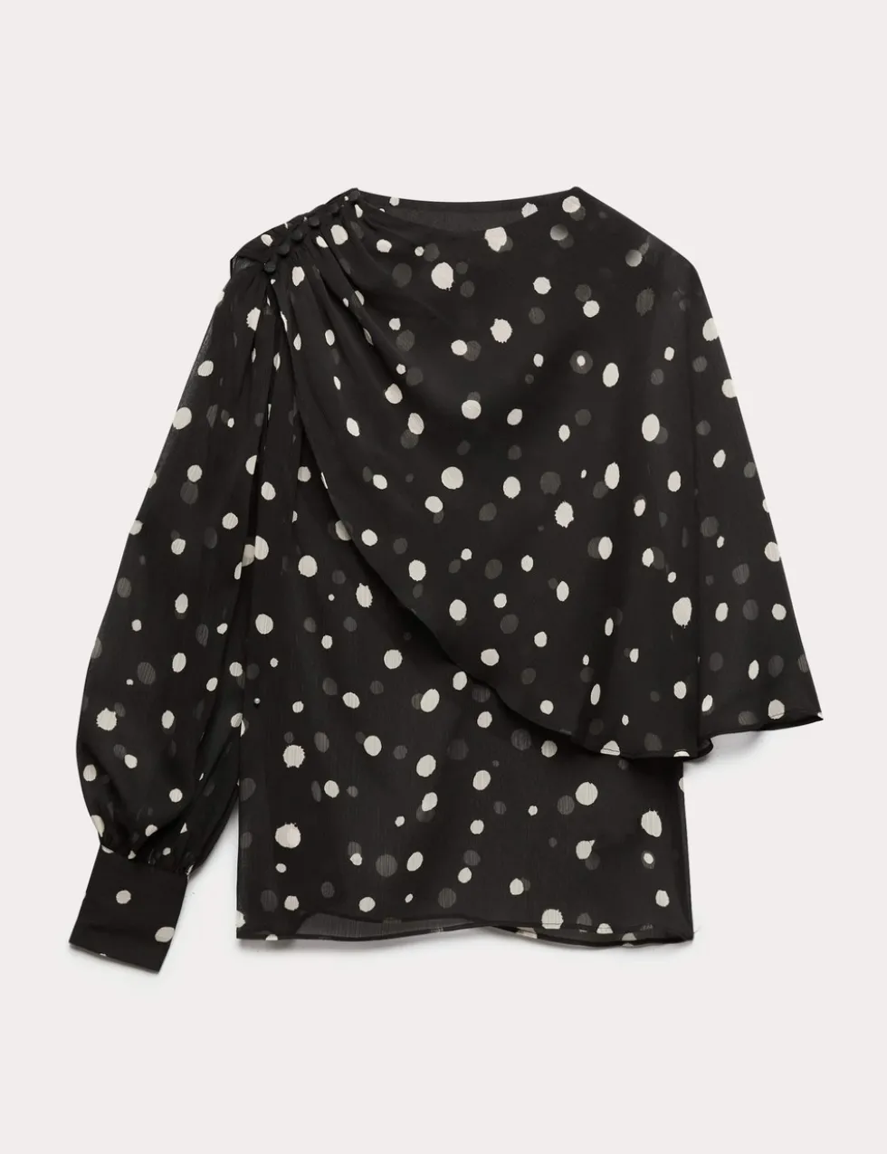 Polka Dot Drape Detail Blouse