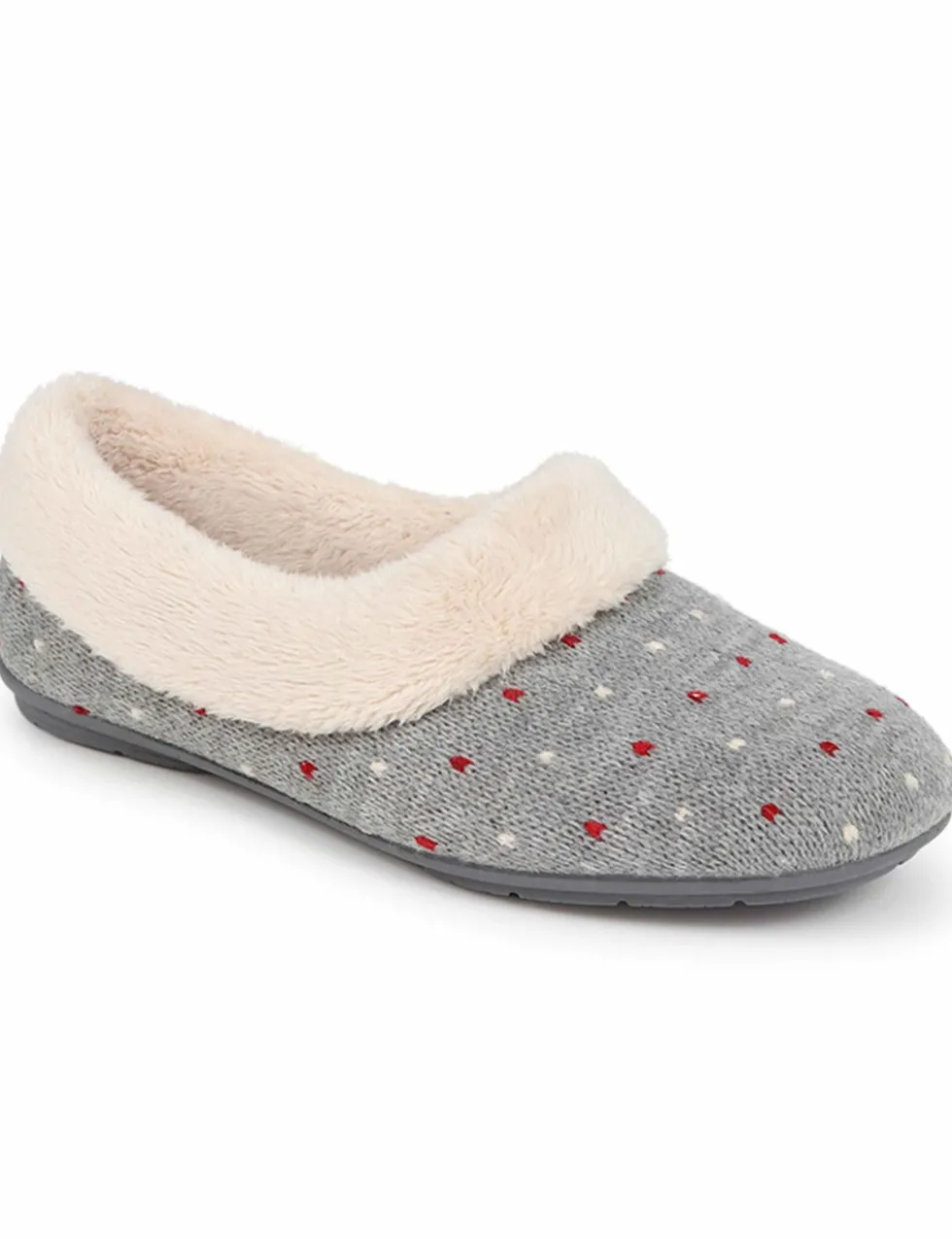 Polka Dot Faux Fur Lined Slippers