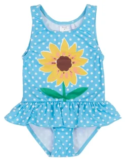 Polka Dot Flower Frill Swimsuit (0-4 Yrs)