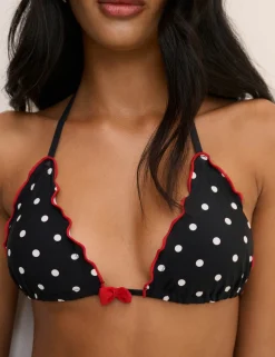 Polka Dot Frill Edge Triangle Bikini Top