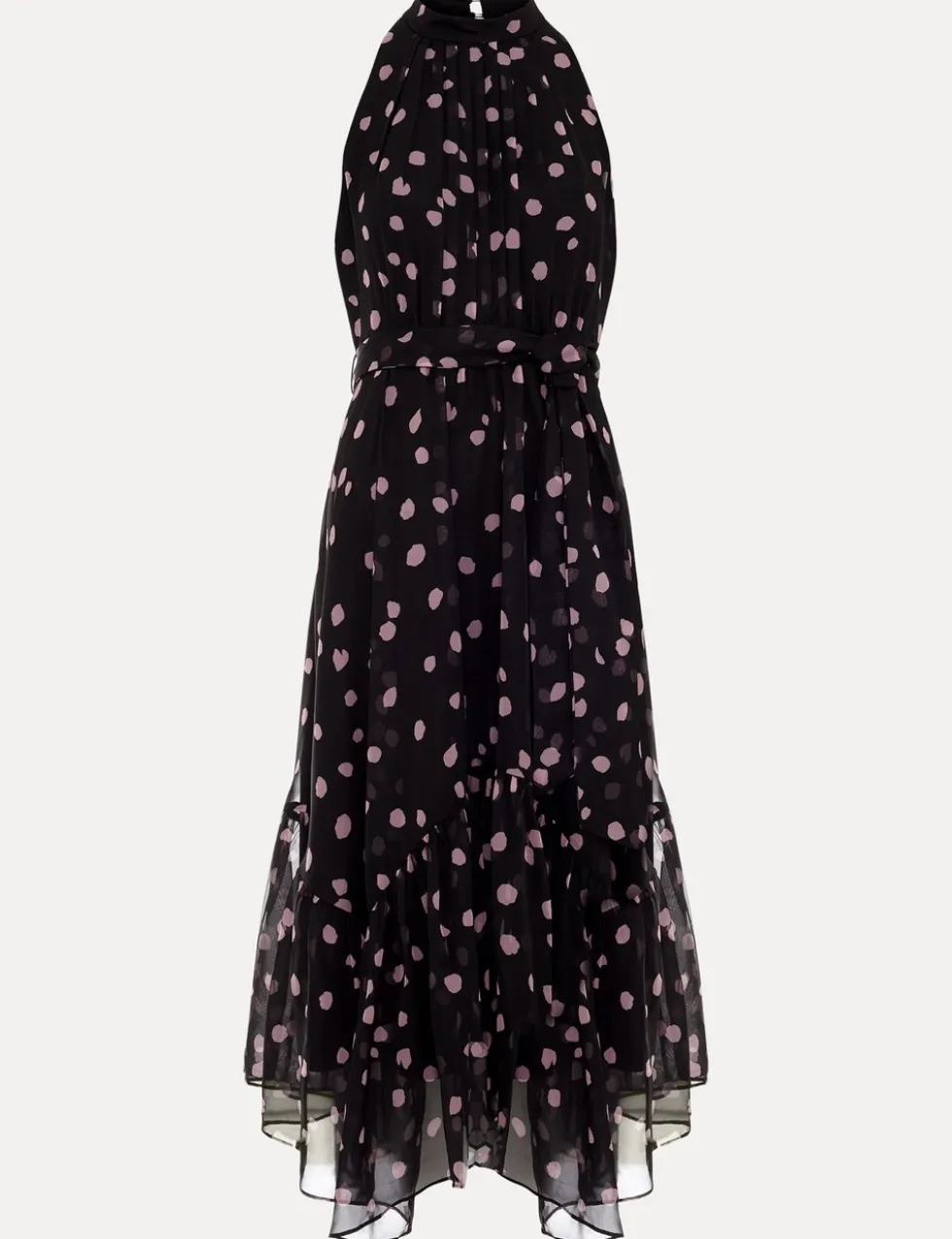 Polka Dot Halter Neck Midi Skater Dress