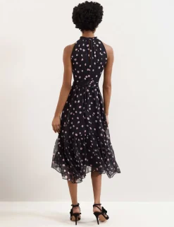 Polka Dot Halter Neck Midi Skater Dress