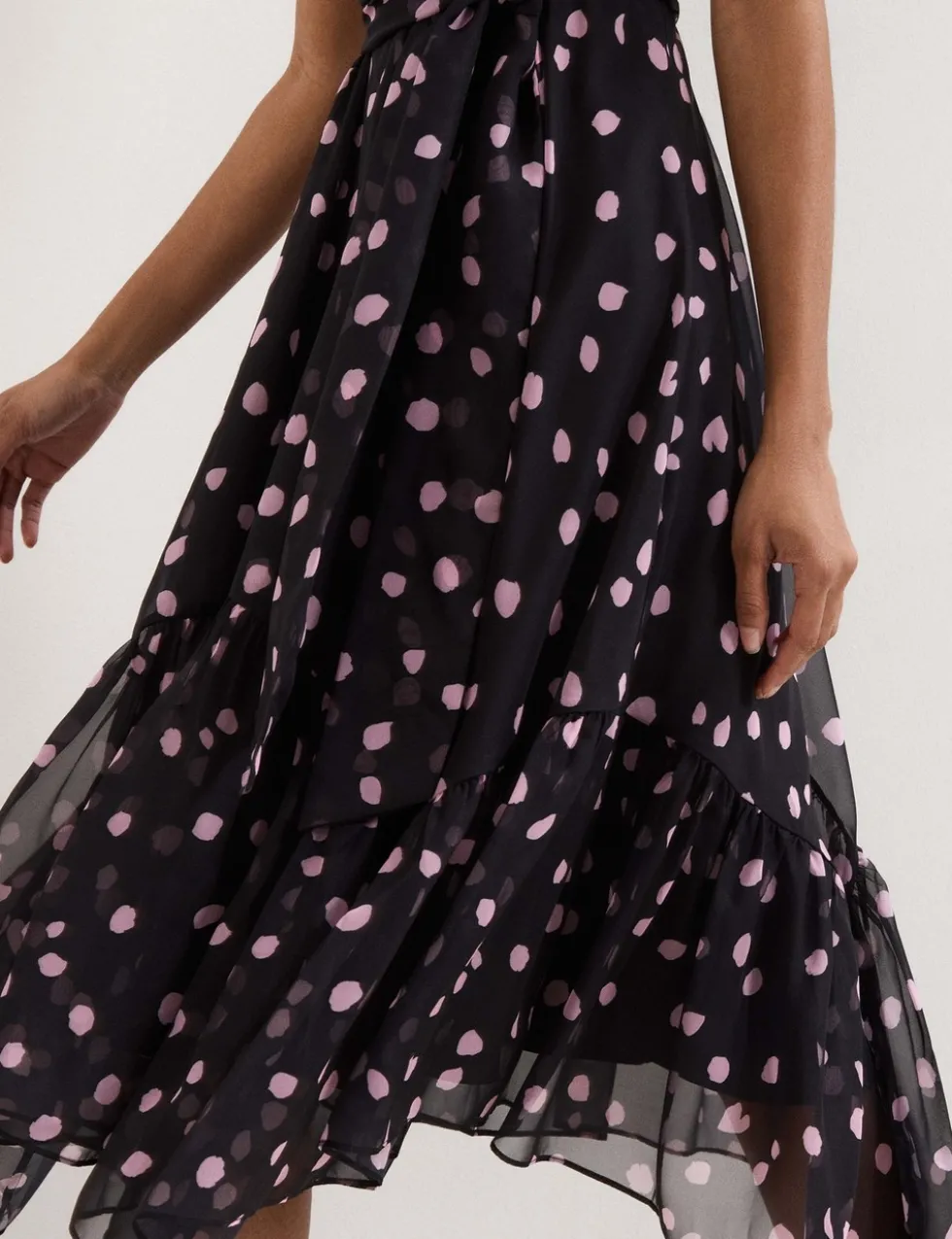 Polka Dot Halter Neck Midi Skater Dress