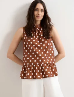 Polka Dot High Neck Blouse