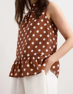 Polka Dot High Neck Blouse