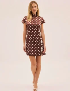 Polka Dot High Neck Mini Bodycon Dress