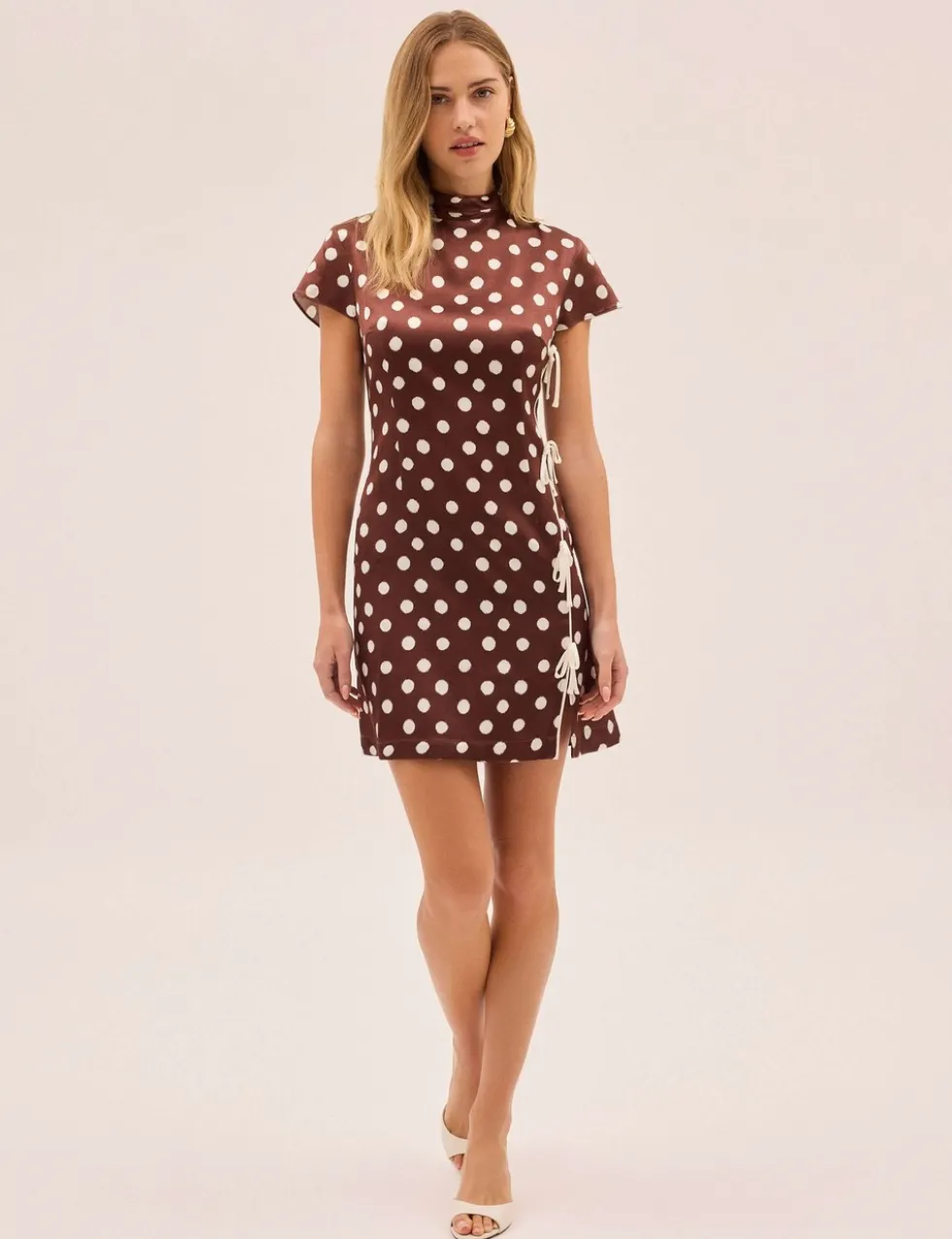 Polka Dot High Neck Mini Bodycon Dress