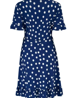 Polka Dot Jersey Wrap Front Dress