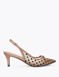 Polka Dot Mesh Stiletto Heel Slingback Shoes