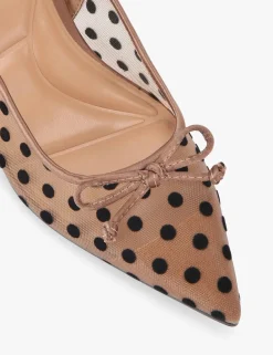 Polka Dot Mesh Stiletto Heel Slingback Shoes
