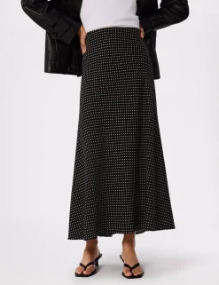 Polka Dot Midi A-Line Skirt