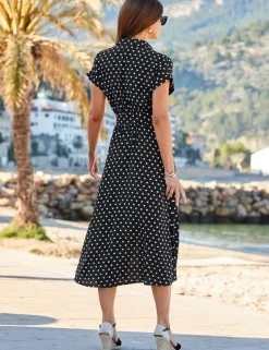 Polka Dot Midi Shirt Dress