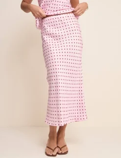 Polka Dot Midi Slip Skirt