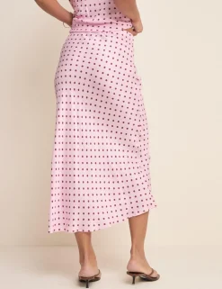 Polka Dot Midi Slip Skirt