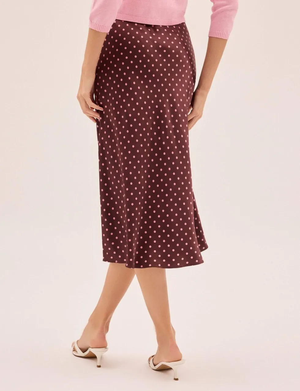 Polka Dot Midi Slip Skirt