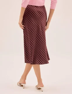 Polka Dot Midi Slip Skirt