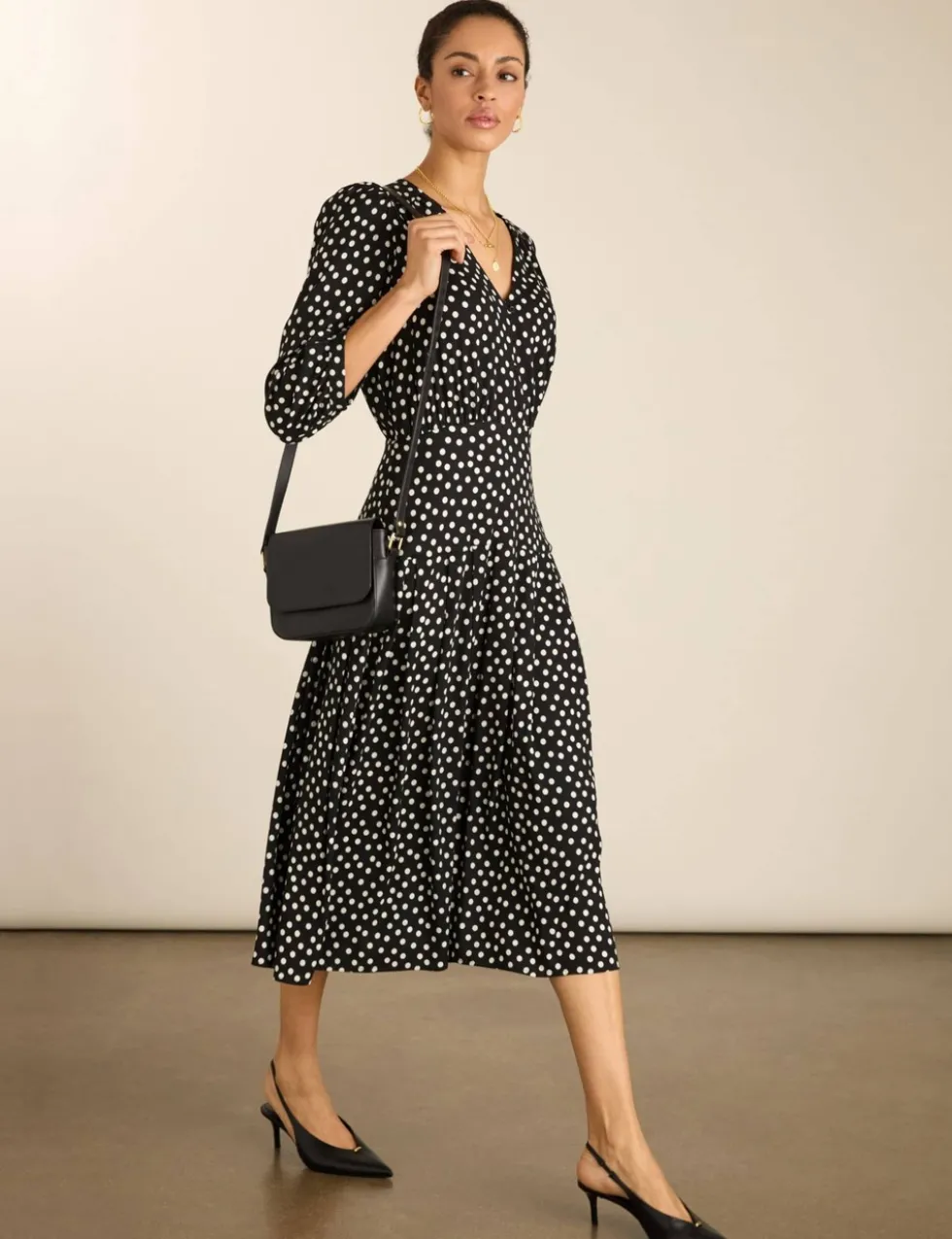 Polka Dot Midi Tea Dress