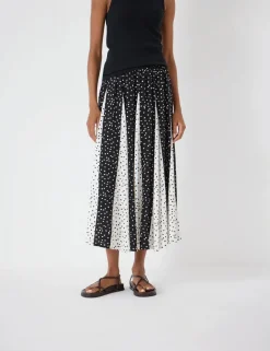 Polka Dot Pleated Midaxi Skirt