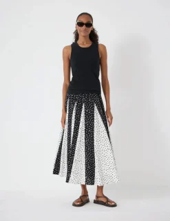Polka Dot Pleated Midaxi Skirt