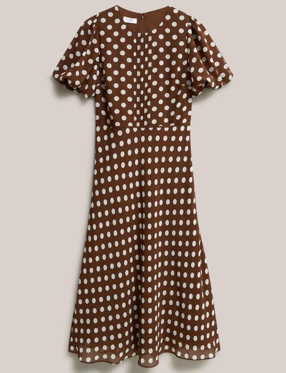 Polka Dot Puff Sleeve Midi Skater Dress