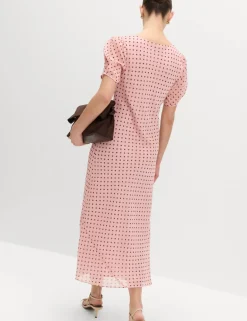 Polka Dot Puff Sleeve Midaxi Tea Dress
