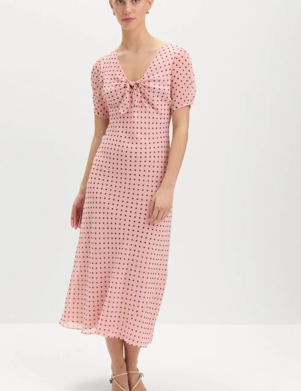Polka Dot Puff Sleeve Midaxi Tea Dress