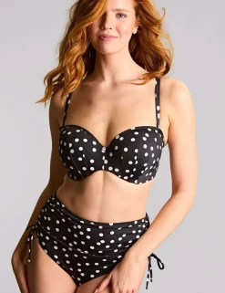 Polka Dot Ruched High Waisted Bikini Bottoms