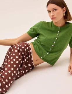 Polka Dot Satin Maxi Slip Skirt