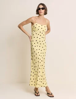 Polka Dot Square Neck Maxi Slip Dress