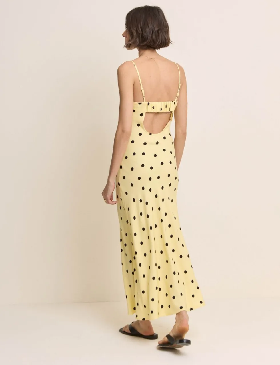 Polka Dot Square Neck Maxi Slip Dress