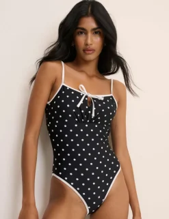 Polka Dot Tie Detail Swimsuit