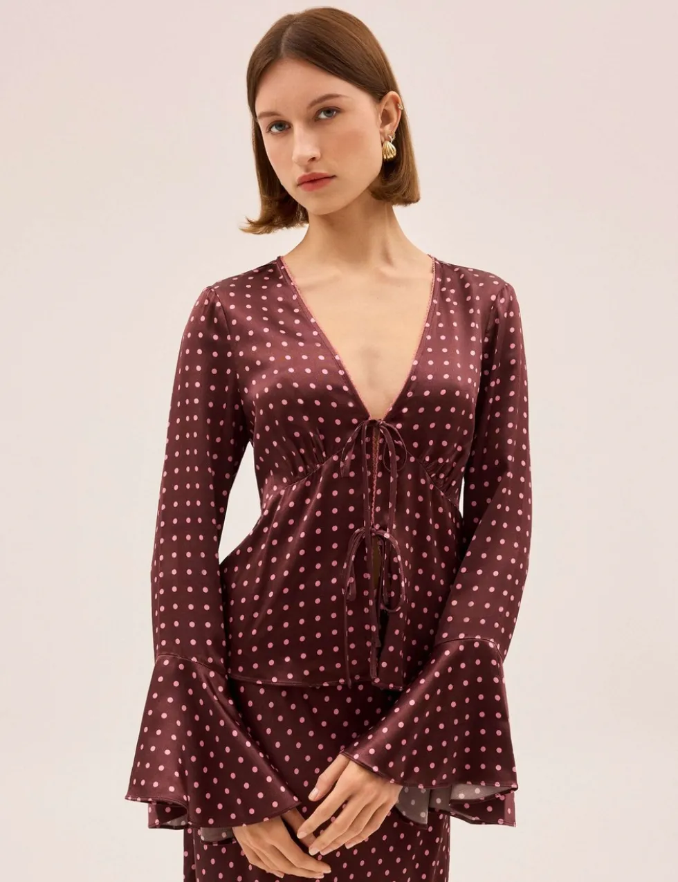 Polka Dot V-Neck Blouse