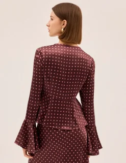 Polka Dot V-Neck Blouse