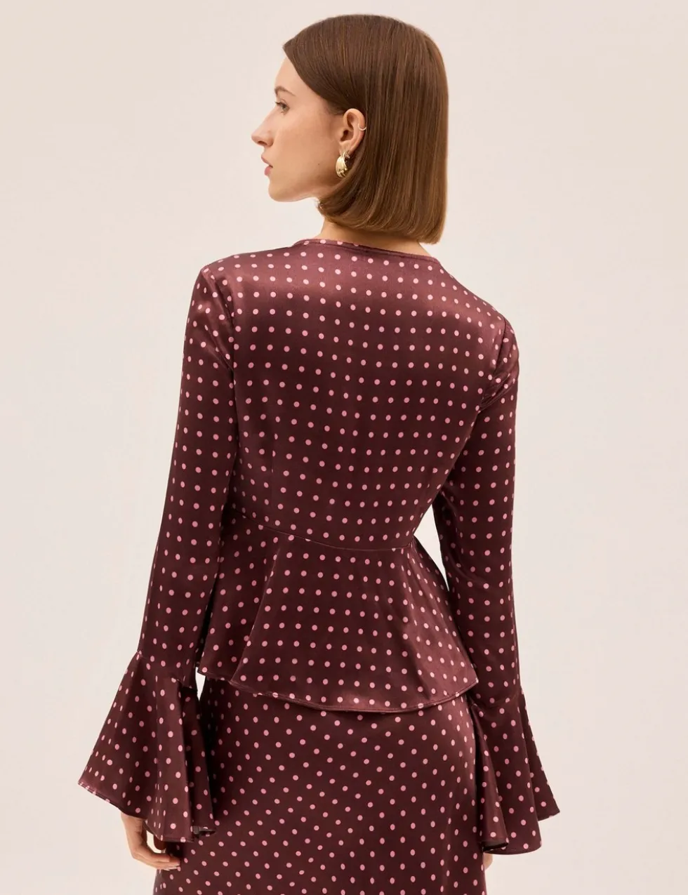 Polka Dot V-Neck Blouse