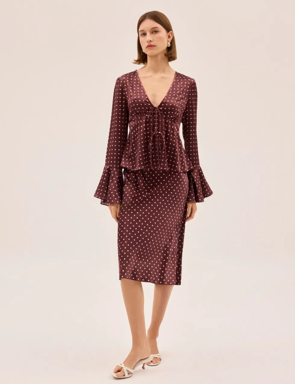 Polka Dot V-Neck Blouse