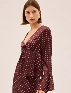 Polka Dot V-Neck Blouse