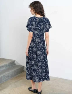 Polka Dot V-Neck Midi Tea Dress