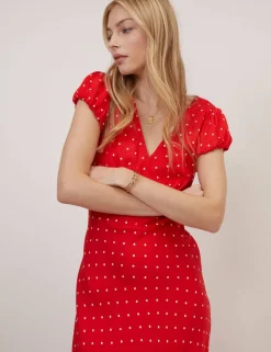 Polka Dot V-Neck Midi Tea Dress