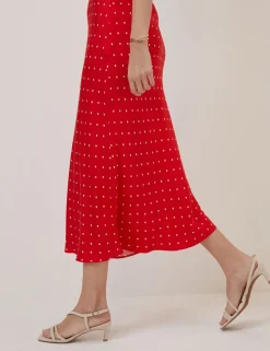 Polka Dot V-Neck Midi Tea Dress