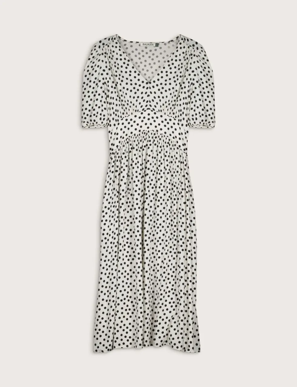 Polka Dot V-Neck Midi Waisted Dress