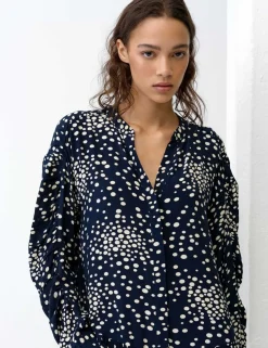 Polka Dot V-Neck Mini Smock Dress