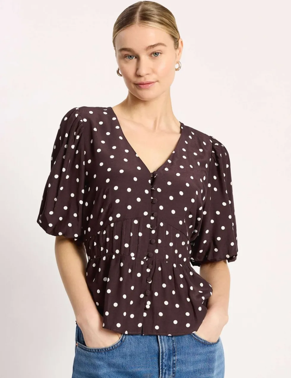 Polka Dot V-Neck Top