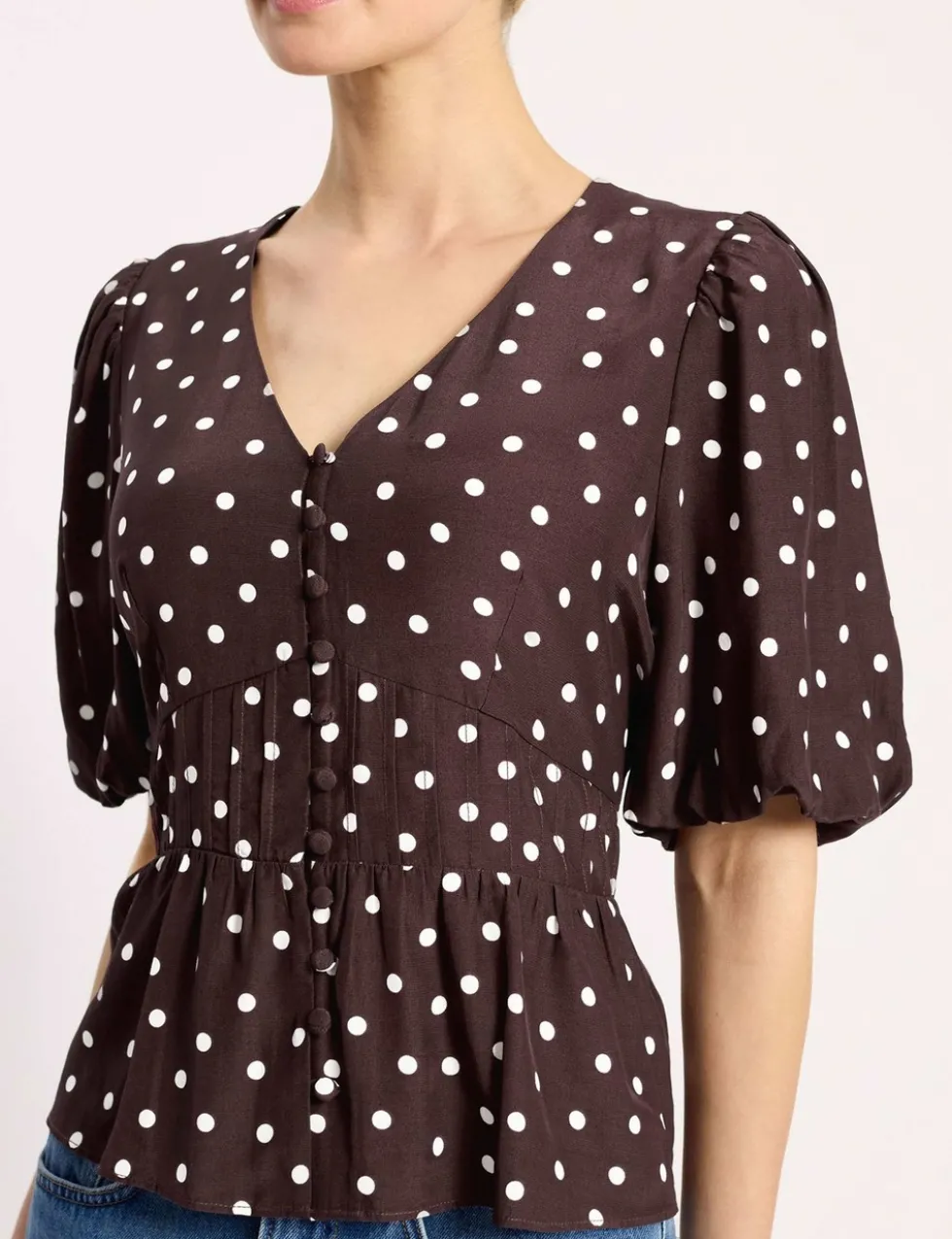 Polka Dot V-Neck Top