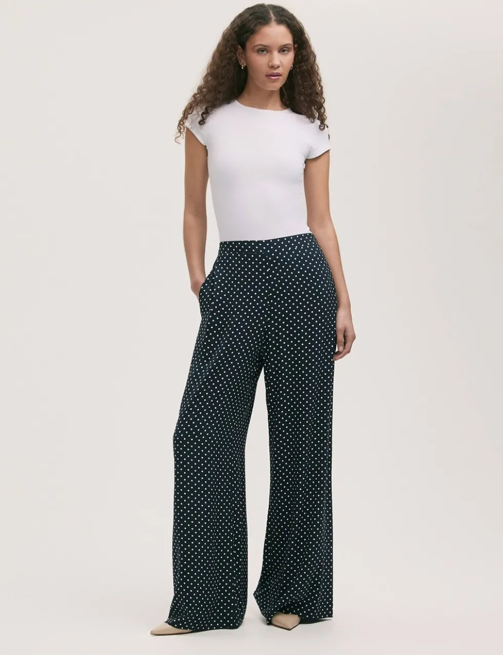 Polka Dot Wide Leg Trousers