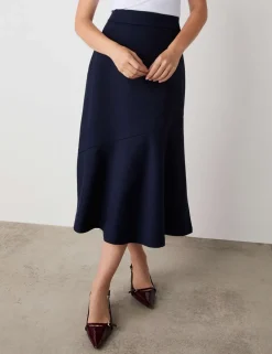 Ponte Jersey A-Line Midi Skirt