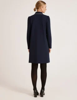 Ponte Jersey Collared Mini Shirt Dress