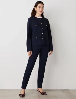 Ponte Jersey Collarless Short Jacket