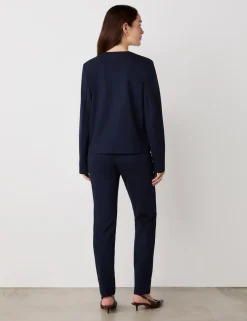 Ponte Jersey Collarless Short Jacket